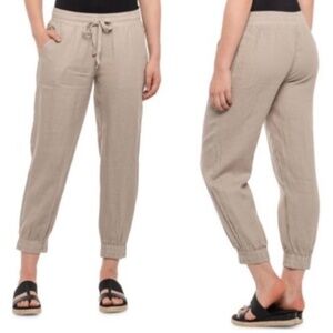 Cloth & Stone Easy Joggers XS Beige Tapered Pants Elastic Waist Drawstring